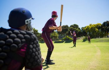 baseball players during a game